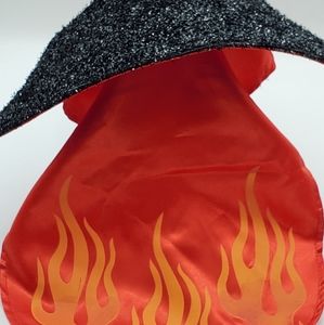Dracula Halloween Cat Cape Costume Bootique Red Black with Flames